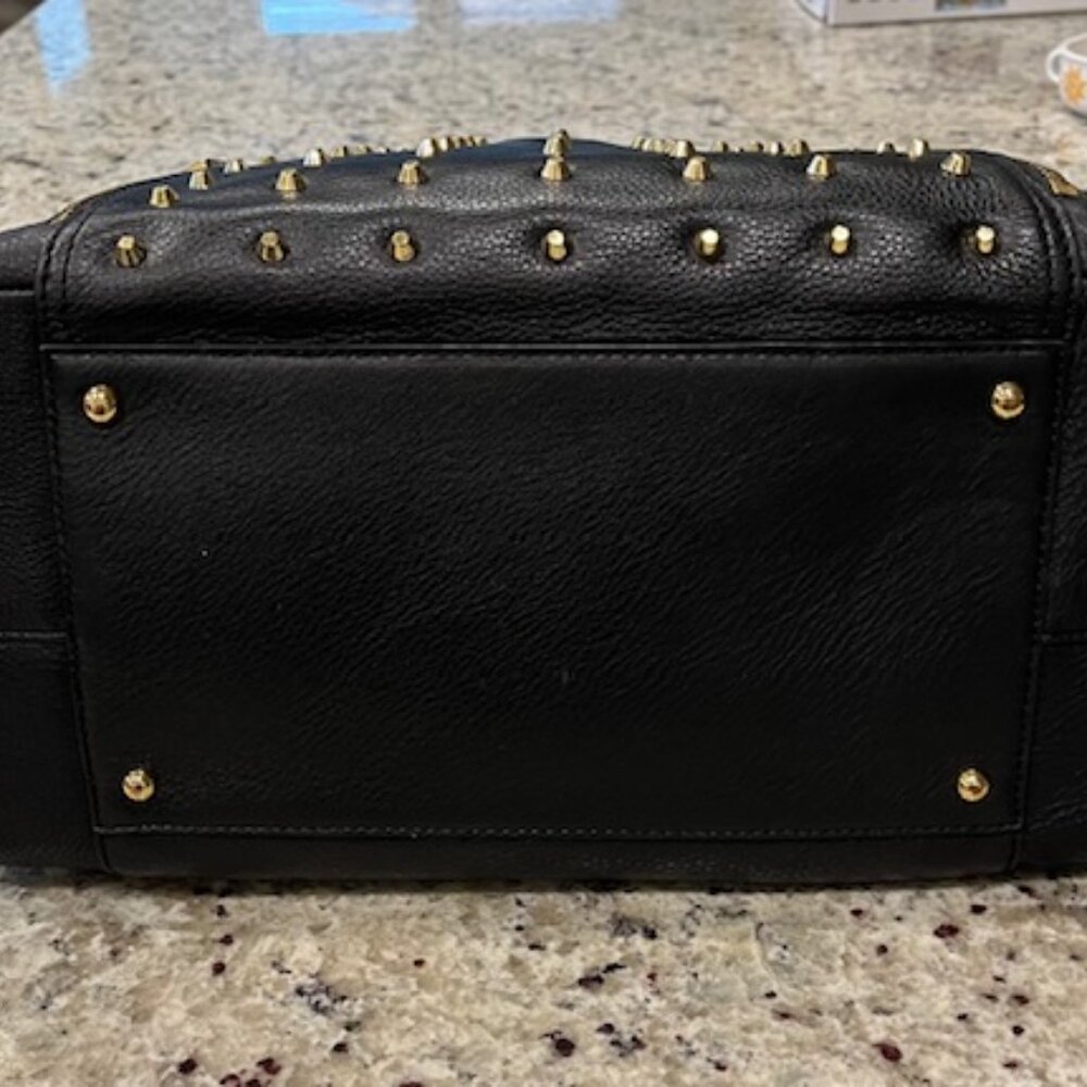 Vintage Ralph Lauren Black Pebbled Leather Gold Studded Stachel Bag - Picture 5 of 16